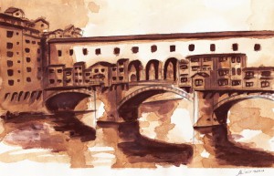 aquarel ponte vecchio Florence